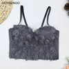 Canotte da donna SXTHAENOO Top sexy estivi Fiori colorati Canotta Reggiseno push-up Reggiseno bustier elastico sottile da donna Top corto da festa