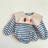 Conjuntos de roupas da primavera e outono Baby Lapeel College Style Bodysuit Recém -nascido Boy e menina Rodper Recém -nascido Roupas de bebê J230630