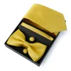 Tie Clips Set For Men Box Fashion Solid Color Watermelon Red Peach Rose Wine Wedding Slitte Shirts Suit Bowties Handarkarchief 230629