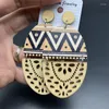 Boucles d'oreilles pendantes Boho découpé au laser en bois ovale imprimé motifs floraux déclaration géométrique pour les femmes bohême aztèque marocain bijoux ethniques cadeau