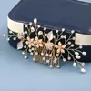 Hair Clips Gold Jewelry Pearl Flower Wedding Bride Comb And Rhinestone Leaf Women Accessories Gift