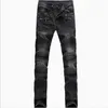 Biker Jeans man Moto Denim Mannen Modemerk Designer Ripped Verontruste Joggers Gewassen Geplooide motorfiets Jeans Broek Zwart Blue237F