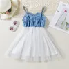 Meisje Jurken Tule Jurk Baby Meisjes Feest Prinses Peuter Spaghetti Band Mouwloos Denim Mesh Patchwork Tutu Zoete Vestidos