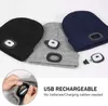 Berets LED Beanie With Light USB Rechargeable Headlamp Cap Winter Knitted Night Lighted Women Men I