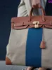 Anpassad Cowhide Bag Hac 50cm Style Handswen Handgjorda toppkvalitet Handväska Hac äkta läder handgjorda handswen högstora resor stora togo lex63f