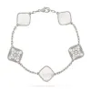 trèfle à quatre feuilles bracelet bracelets à breloques designer pour femmes hip hot bijoux en or 18 carats plaque d'argent agate diamant bijoux femmes hommes pour cadeau de mariage - chaîne en argent