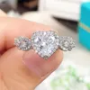 Silver Color Heart Cubic Zirconia Wedding Rings for Women Luxury Fashion Engagement Rings Fashion Jewelry