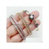 Bangle Wholesale 20Pcs / Lot Versatile Mmcro Set Zircon Open Gold Bracelet Korean Fashion Simple Pearl Crystal Love Bracelets Drop D Otrnm