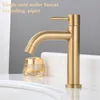 Bathroom Sink Faucets Golden Cold Water Tap Stainless Steel Faucet Cold Water Bathroom Washbasin Faucet Tap Kitchen Bathroom Accessories High Quality 230629