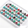 Bagues De Bande 20 Pcs / Lot Mode Rétro Bohème Turquoise Bague En Pierre Naturelle Pour Hommes Femmes À La Mode Vintage Géométrique Bijoux Cadeau De Fête D Otlro