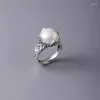 Cluster Ringe Vintage Luxus Faux Barock Perle Einstellbar Für Frauen Mode Elegante Silber Farbe Verlobung Jahrestag Schmuck Geschenk