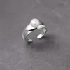 Cluster Ringe Elegant Echt 925 Sterling Silber Für Frauen Edlen Schmuck Nette Perle Ring Weibliche Finger Zubehör Geschenke