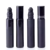 Essential Oil Perfume Bottle 10ml Black Glass Roll On Perfume Bottl Obsidian Crystal Roller Thick Wall Roll-on Bottles