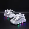 Athletic Outdoor LED Light Fashion Sneakers For Kids Non slip Travel Running Shoes Air Mesh Breathable Boys Girls Sport 230630