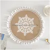 Tapis Tapis Coton Et Lin Place Ronde Boho Tissé Rame Glands Table Pour Salle À Manger Cuisine Décor Drop Delivery Maison Jardin Bar D Dhcgl