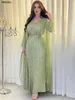 Etnische Kleding Siskakia Arabische Vrouwen Chic Fix Mesh V-hals Lange Mouwen Moslim Dubai Party Avondjurken Corban Eid 230629