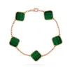 Grossister Luxury Laser Four-Leaf Clover Armband Van Brand Four-Leaf Clover Charm Armband 18K Gold-Plated Silver Malachite Onyx Never Tarnish Self Tennis