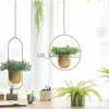 Vases Home Vase Metal Hanging Flower Plant Pot Nordic Chain Hanging Planter Basket Flower Vase For Home Garden Balcony Decoration x0630