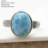 Pierścienie klastra Naturalny larimar niebieski pierścień regulowany 12x10 mm kamień szlachetny z Dominia Water Wzór owalny 925 srebro