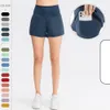 LL-02414 Bayan Yoga Kıyafetleri Yüksek Bel Şort Egzersiz Amigo Kısa Pantolon Spor Giyim Kız Elastik Yetişkin Pantolon Koşu Spor Nefes Alabilir