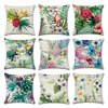 Kudde/dekorativ tropisk växt papegoja blommor kudde täcker soffa dekorativ kudde täckning gröna blad bomull