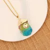 Mode smycken Natural Crystal Stone Pendant Copper Micro Set Zircon Design rostfritt stål halsbandsmycken