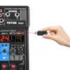 Mixer Scheda audio professionale a 4 canali Mixer audio Pc Riproduzione USB Registrazione Riproduzione Mini Mixing Console DJ per Podcast Karaoke Teyun Na4