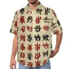 Camicie casual da uomo Camicia divertente con stampa di lettere Alfabeto cinese Spiaggia Camicette larghe hawaiane Y2K Top oversize stampato a maniche corte