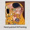 Gustav Klimt Paintingの高品質の再現キスブラウンモダンキャンバスアート用のキッチンルームの手塗り