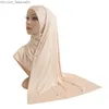 Hijabs Hijabs H206 구슬 모달 headscarf 이슬람 hijab 착용 아랍어 직사각형 headwrap 레이디 목도리 220923 Z230630 코튼 저지 이슬람 긴 스카프