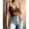 Women's Tanks 2023 Styling Spring Women's Tank Tops Solid Color Stretch Straps Criss-cross Keyhole Sexy Backless Summer Female T-Shirts