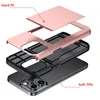 iPhone 15 Slide Card Slot Phone Cases Hybrid 2 em 1 Back Cover Armor Hard Protector para Apple 15 14 13 12 11 pro max xr Samsung Galaxy Note20 S23 S22 S21 Ultra S21FE