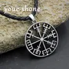 Colares com Pingente Youe Shone Amuleto Pantgram Runa Nórdica Viking Odin's Symbol Of Runic Colar Runas Vegvisir Compass