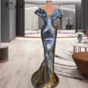 アーバンセクシードレス魔法のように銀人魚のイブニングvネックバックレスカスタマイズされたクチュールページェントドレスベスティドスデフィエスタエレガントプロム230629