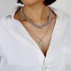 Anhänger Halsketten Minhin 26 Alphabet Buchstaben Choker Halskette DIY Initialen Namen Geschenke Silber Farbe Verstellbare Kette für Frauen