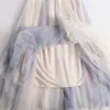Klänningar söta band snörning bowknot lapptäcke väv veckade kjolar koreanska eleganta tyll mamma långa kjolar bollklänning estetiska mesh saia