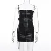 2023 Popular Skirts Black Color Short Dresses For Girl Zipper Style Pu Leather Fashion Trends Platform Hot Selling Clothes Slim Belt Word Collar Fast Shipping