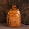 School Bags MOTAORA Men s Retro Mini Backpack Genuine Leather Multifunctional Backpacks For Men Vintage Handmade Male Chest 230629