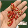 Anillos de banda, cuentas de transferencia de cuerda roja, anillo tejido ovalado dorado, pequeño regalo para mujeres y hombres, joyería, envío directo Otonm