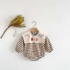 Conjuntos de roupas da primavera e outono Baby Lapeel College Style Bodysuit Recém -nascido Boy e menina Rodper Recém -nascido Roupas de bebê J230630