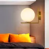 Wall Lamp Golden Milk White Glass Ball LED E27 Light 12W AC85-265V For Living Room Wandlamp Bedside Sconce Fixture