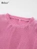 Duas peças vestido Bclout elegante saia rosa conjuntos 2 peças mulheres roupas primavera o-pescoço sem mangas colheita tops preto cintura elástica saias longas ternos 230629