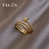 Met Zijstenen Korea Mode-sieraden Prachtige 14K Echt Vergulde AAA Zirkonia Ring Elegante Vrouwen Opening Verstelbaar Huwelijkscadeau 230629