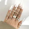 Cluster Rings LETAPI Boho Gold Color Cross Wide Set For Women Girls Simple Chain Finger Tail 2023 Bijoux Jewelry Gifts