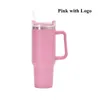 40oz Stainless Steel Tumblers Cups With Handle frosted White Lid and Straw Barbie Pink Big Capacity Car Mugs Insulated Water Bottles With Logo FY5705 1229