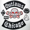 Hors-la-loi Chicago pardonne fer brodé sur patchs mode grande taille pour veste de motard dos complet Patch224a personnalisé