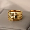Anillos de racimo ojo para Mujeres Hombres acero inoxidable chapado en oro Vintage cara dedo anillo conjunto hecho a mano emo y2k joyería 2023 anillos 230630