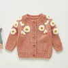 Jackets Spring Baby Girls Embroider Cardigan Coat Clothing Autumn Long Sleeve Printing Knit Children Kids Coats 230630