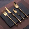 Dinnerware Sets Dinnerware Sets Cutlery Matte Gold Stainless Steel Dinnerwar Forks Spoons Knives Silverware 230425 Z230630