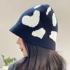 Bucket Hat Knit Women Autumn Winter Cow Pattern Warm Casual Holiday Party Outdoor Accessoire